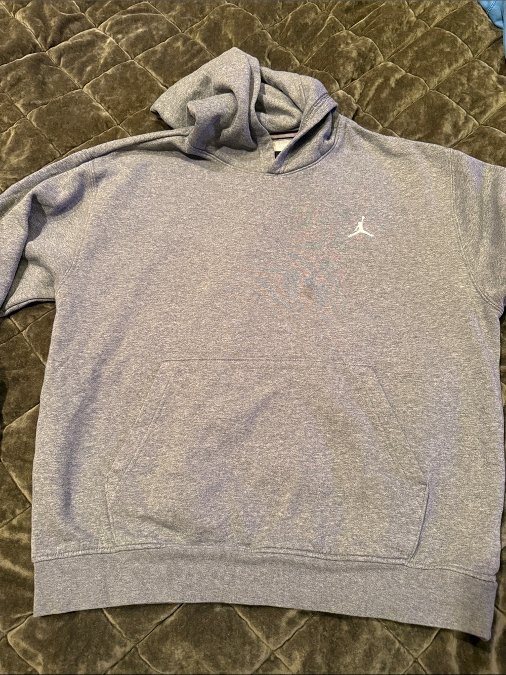 Jordan Heather Gray Pullover Hoodie with White Jumpman